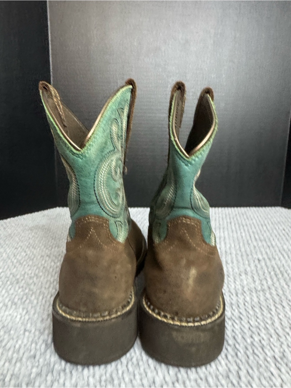 Ariat Ladies Fatbaby Heritage Worn Hickory & Shamrock Boots Sz 7 - Picture 6 of 7